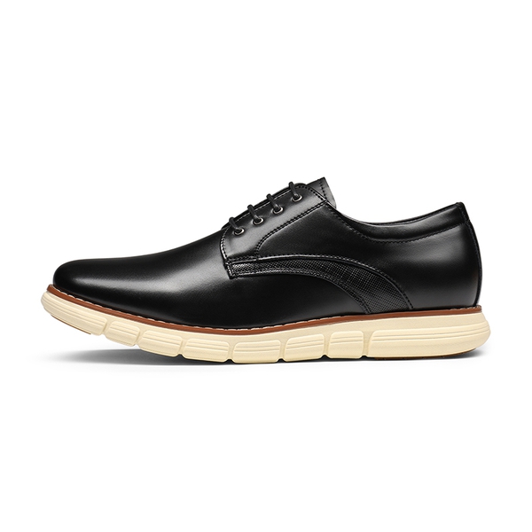 [CrossFlex NeatPolish] Men's Wide Plain-Toe Dress Sneakers - BLACK - 2